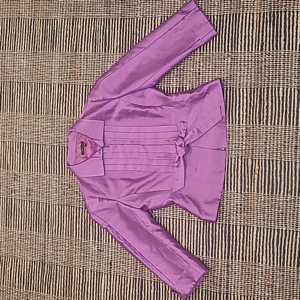BCBG MAX AZRIA 100% SILK PLEATED BELTED BLOUSE JACKET